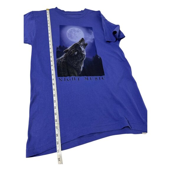 Foot Locker Unisex Large Night Music Purple T-Shirt Howling Wolf Moon Vintage - Picture 11 of 13